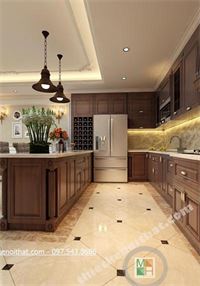 Mẫu tủ bếp tân cổ điển cho biệt thự cao cấp