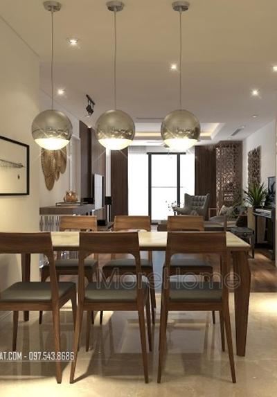 Mẫu bàn ăn gỗ óc chó chung cư