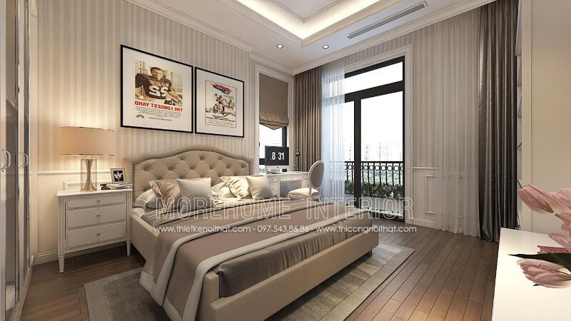 Thiết kế giường ngủ chung cư phong cách tân cổ điển Mẫu nội thất chung cư đẹp
