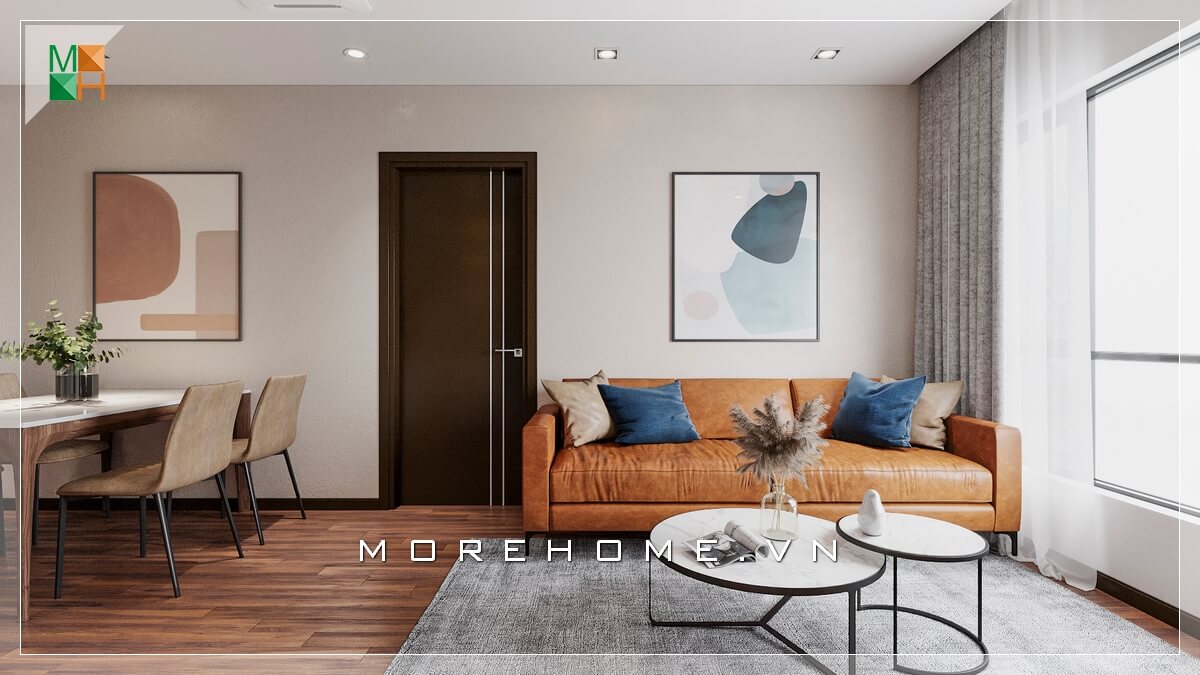 Cách bày trí tranh canvas trong không gian phòng khách chung cư cũng rất độc đáo và hiện đại. thiết kế nội thất chung cư