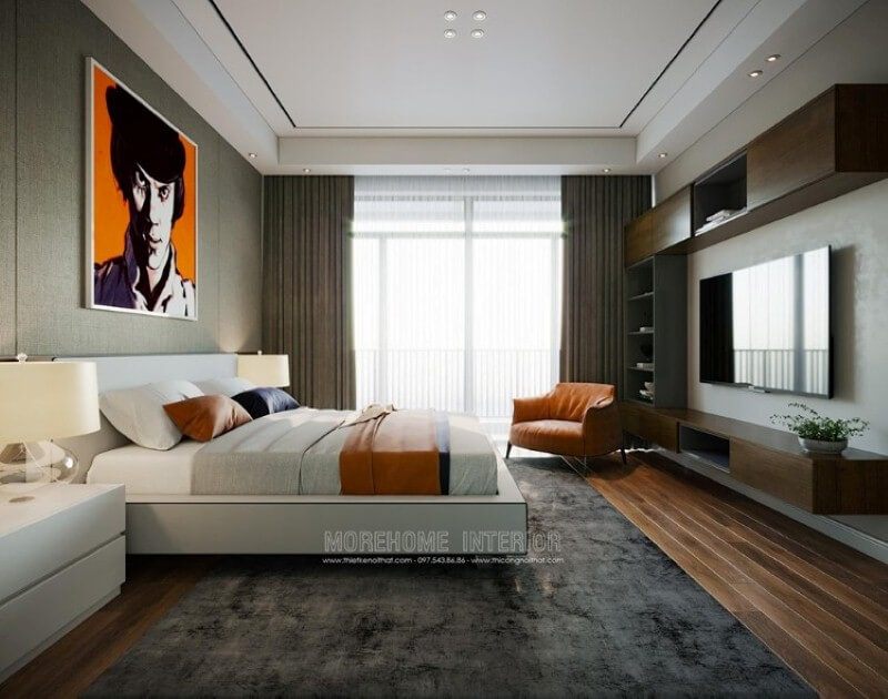 Sắp xếp nội thất phòng ngủ hiện đại, đẹp sang trọng dành cho chủ nhân yêu thích sự trẻ trung năng động. thiết kế nội thất chung cư