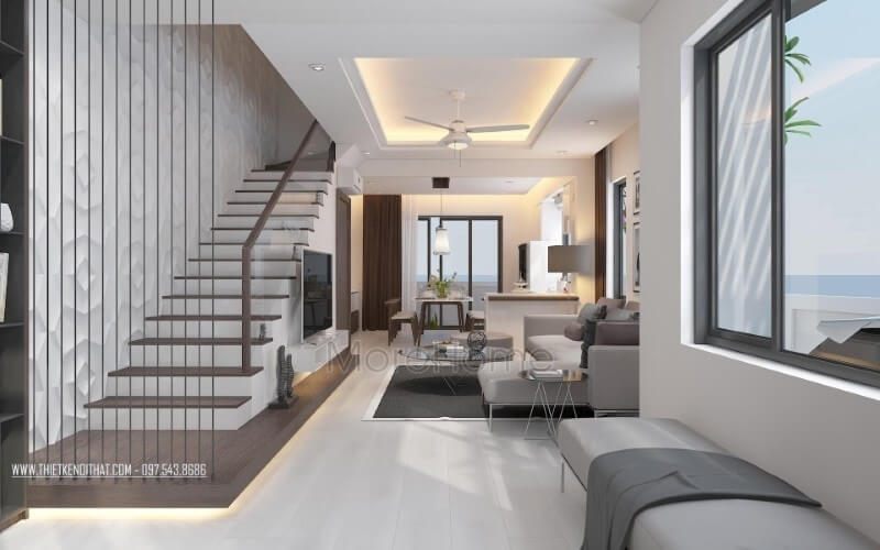 Thiết kế phòng khách liền phòng ăn đẹp, sang trọng mang đậm phong cách hiện đại. Thiết kế nội thất